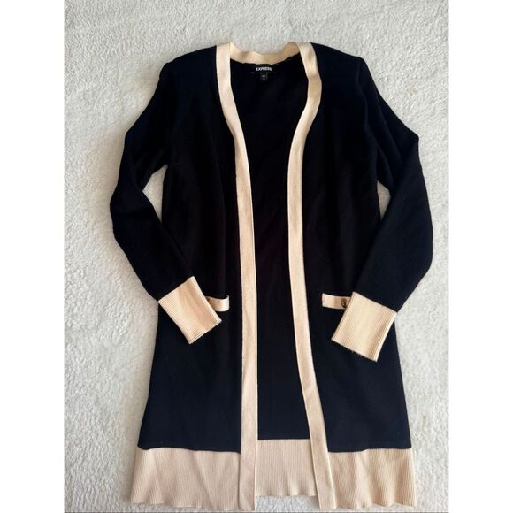 Express Sweaters - Express black and cream long sweater size xs
